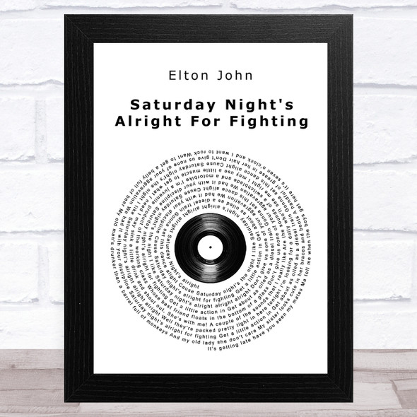 Elton John Saturday Night's Alright For Fighting Vinyl Record Song Lyric Music Art Print