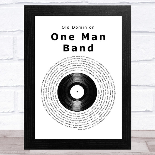 Old Dominion One Man Band Vinyl Record Song Lyric Music Art Print