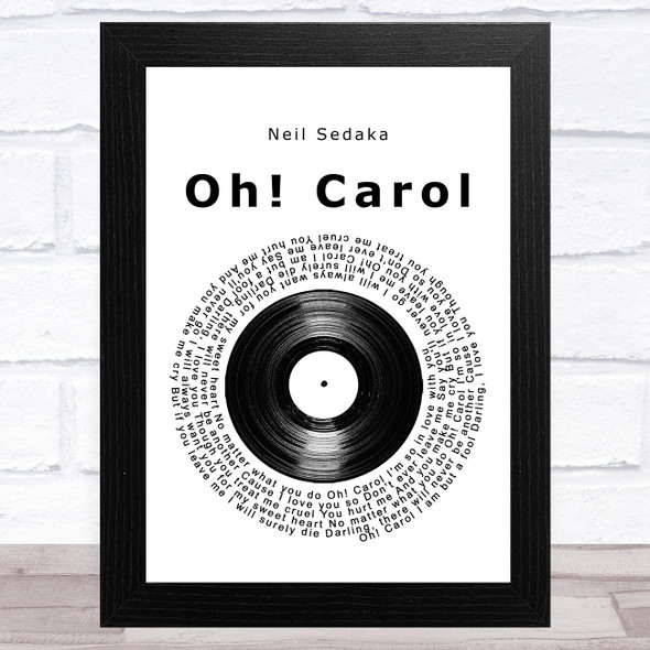 Neil Sedaka Oh! Carol Vinyl Record Song Lyric Music Art Print