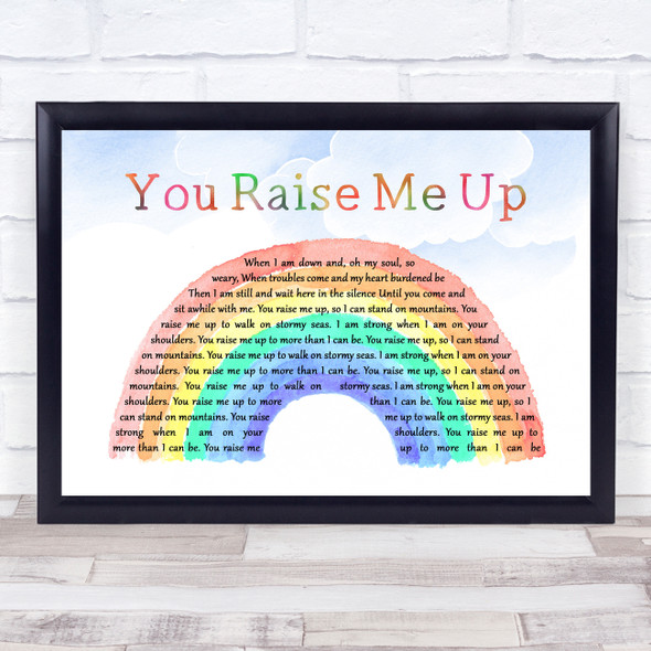 Westlife You Raise Me Up Watercolour Rainbow & Clouds Song Lyric Quote Music Print