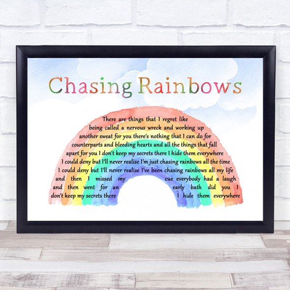 Shed Seven Chasing Rainbows Watercolour Rainbow & Clouds Song Lyric Wall Art Print