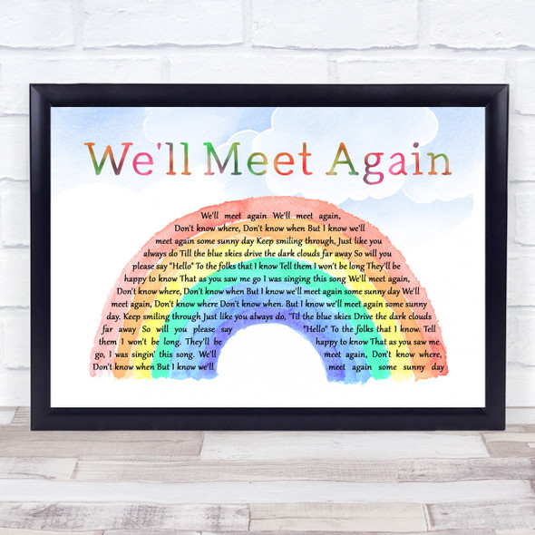 Vera Lynn We'll Meet Again Watercolour Rainbow & Clouds Song Lyric Print