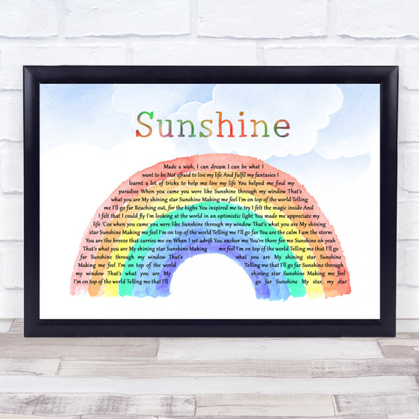 Gabrielle Sunshine Watercolour Rainbow & Clouds Song Lyric Music Art Print