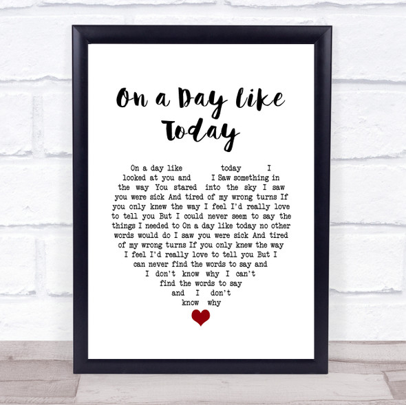 Keane On a Day Like Today White Heart Song Lyric Print