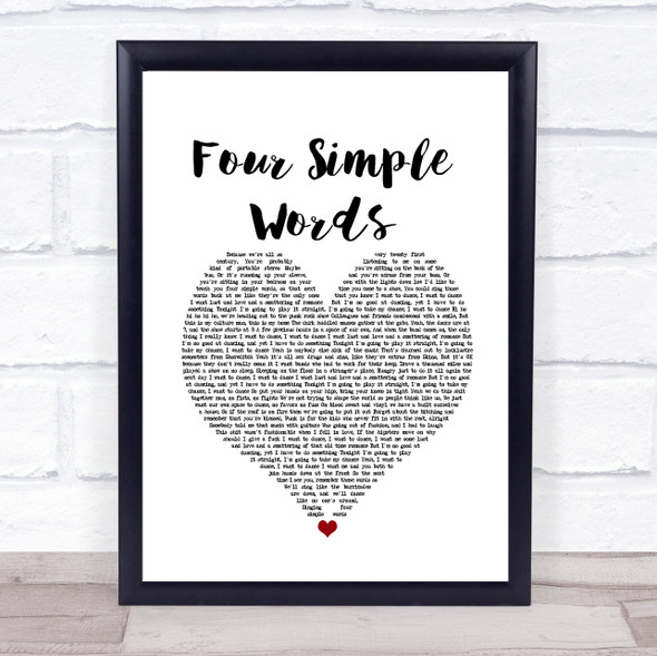 Frank Turner Four Simple Words White Heart Song Lyric Print