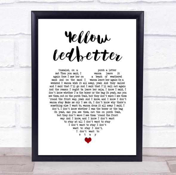 Pearl Jam Yellow Ledbetter White Heart Song Lyric Print