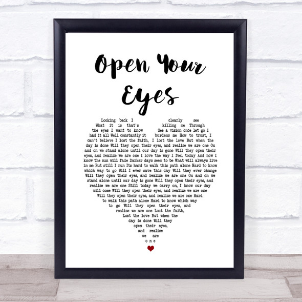 Alter Bridge Open Your Eyes White Heart Song Lyric Print
