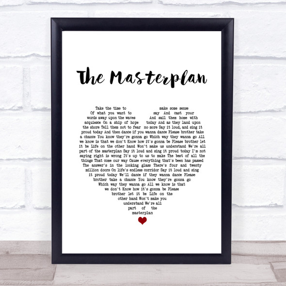 Oasis The Masterplan White Heart Song Lyric Print