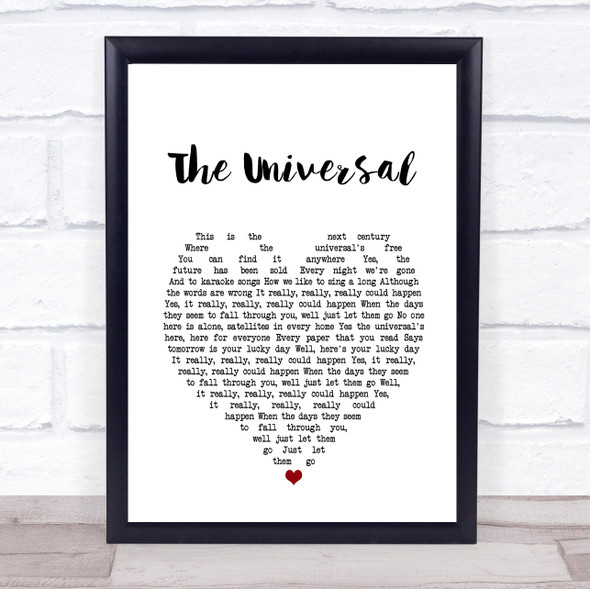 Blur The Universal White Heart Song Lyric Print