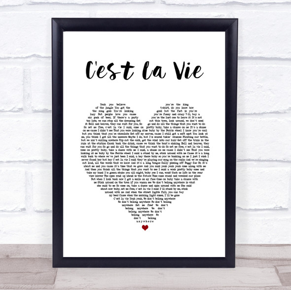 Stereophonics C'est La Vie White Heart Song Lyric Print