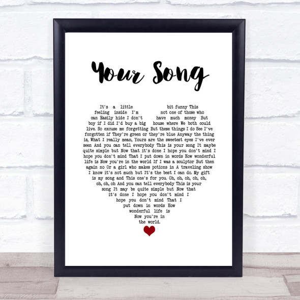 Ellie Goulding Your Song White Heart Song Lyric Print