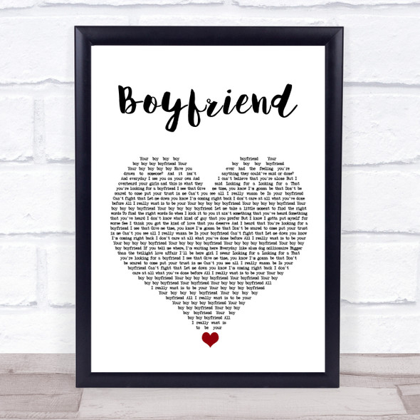 Big Time Rush Boyfriend White Heart Song Lyric Print