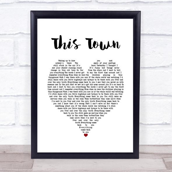 Niall Horan This Town White Heart Song Lyric Print