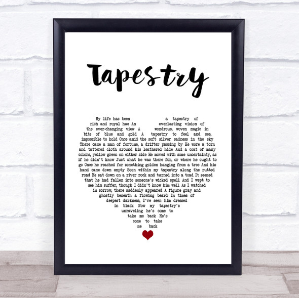 Carole King Tapestry White Heart Song Lyric Print