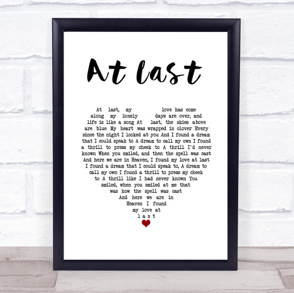 Ella Fitzgerald At Last White Heart Song Lyric Print