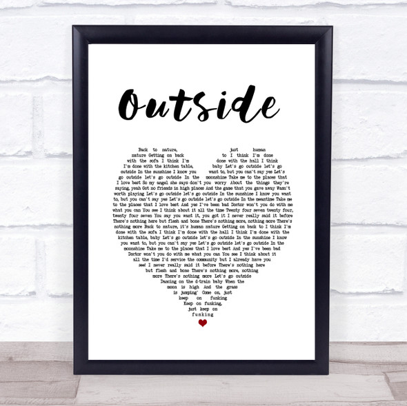 George Michael Outside White Heart Song Lyric Print