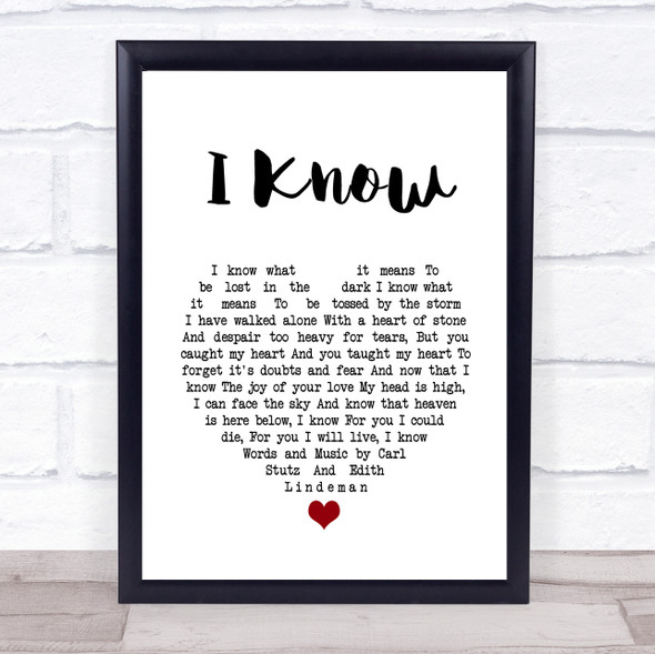 Perry Como I Know White Heart Song Lyric Print