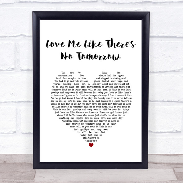 Freddie Mercury Love Me Like There?Æs No Tomorrow White Heart Song Lyric Quote Music Print