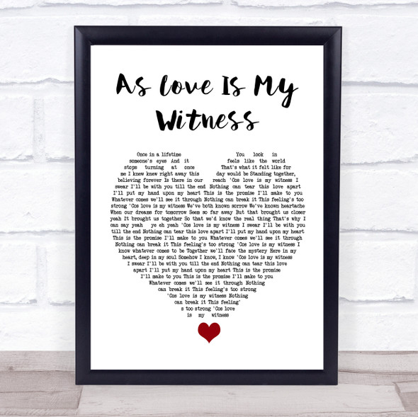 Westlife As Love Is My Witness White Heart Song Lyric Quote Music Print