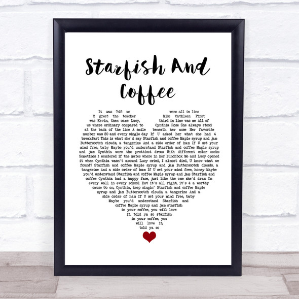 Prince Starfish And Coffee White Heart Song Lyric Quote Music Print