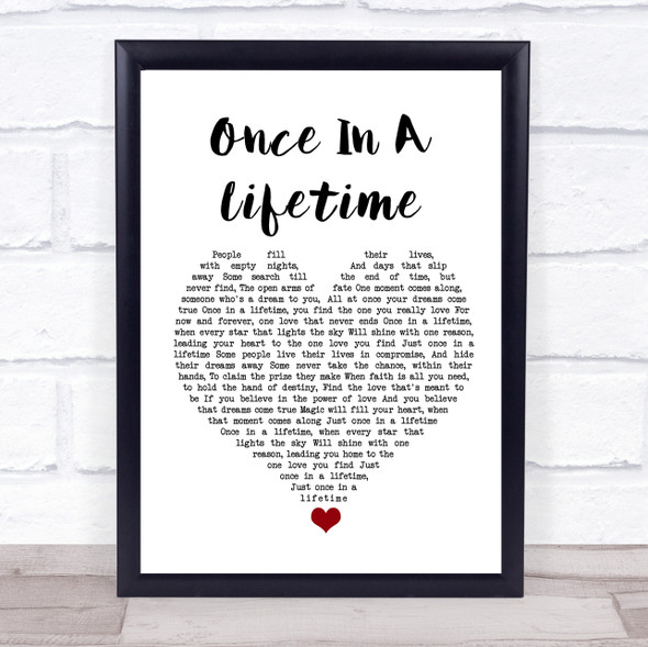 Michael Bolton Once In A Lifetime White Heart Song Lyric Quote Music Print