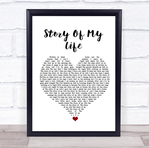 One Direction Story Of My Life White Heart Song Lyric Quote Music Print