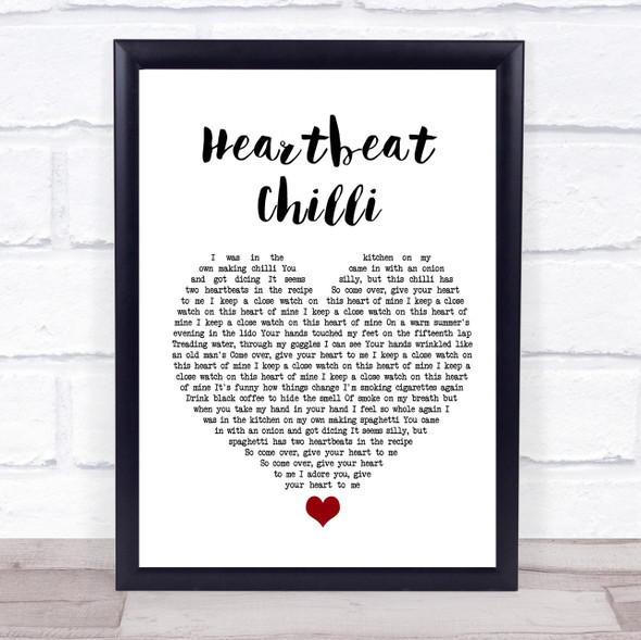 Allo Darlin' Heartbeat Chilli White Heart Song Lyric Quote Music Print