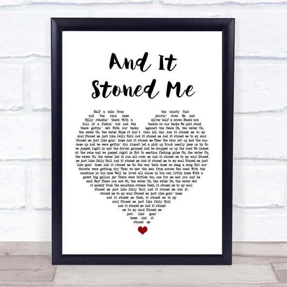 Van Morrison And It Stoned Me White Heart Song Lyric Quote Music Print