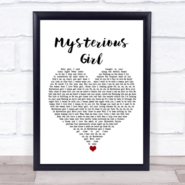 Peter Andre Mysterious Girl White Heart Song Lyric Quote Music Print