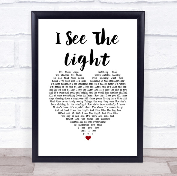 TANGLED I See The Light White Heart Song Lyric Quote Music Print