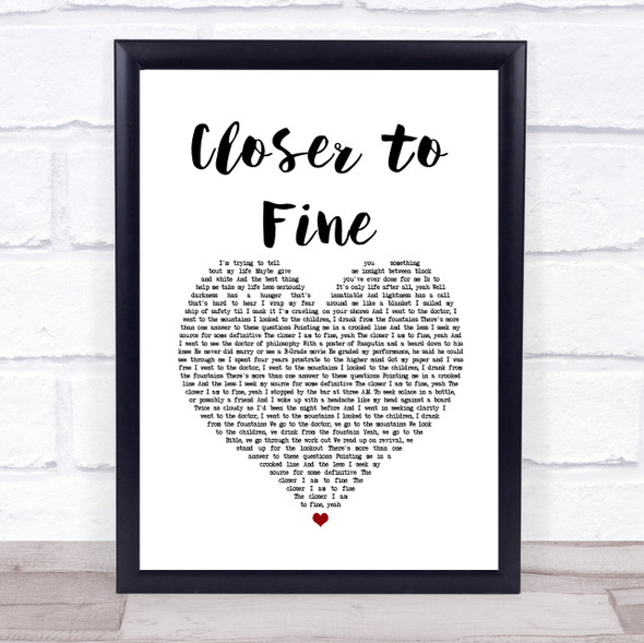 Indigo Girls Closer to Fine White Heart Song Lyric Quote Music Print