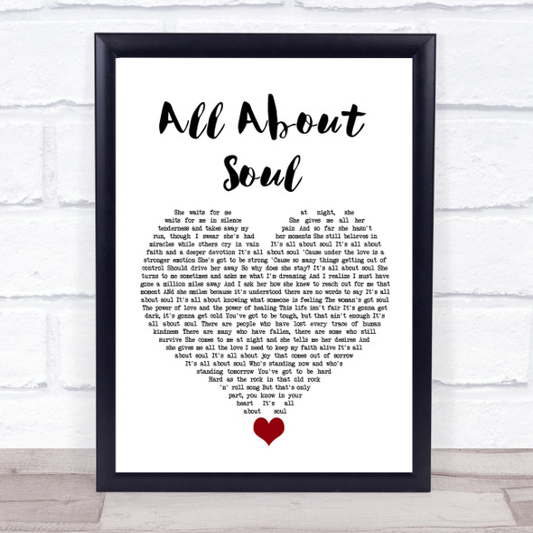 Billy Joel All About Soul White Heart Song Lyric Quote Music Print