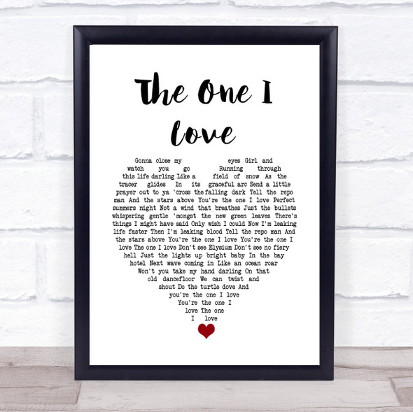 David Gray The One I Love White Heart Song Lyric Quote Music Print