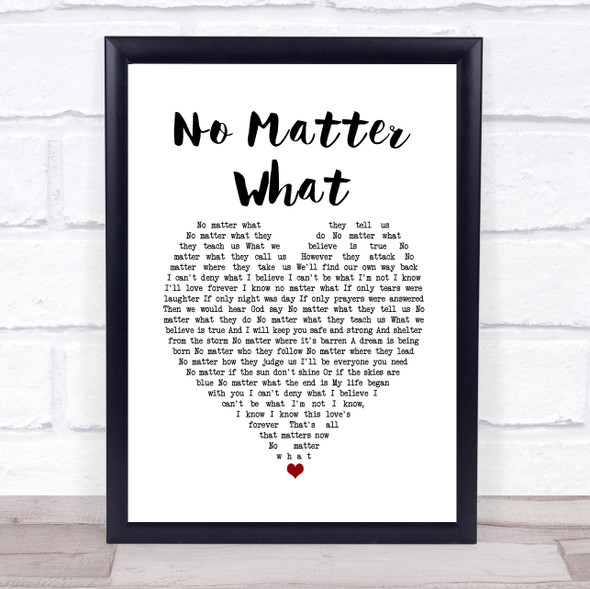 Boyzone No Matter What White Heart Song Lyric Quote Music Print