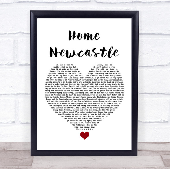 Busker Home Newcastle White Heart Song Lyric Quote Music Print