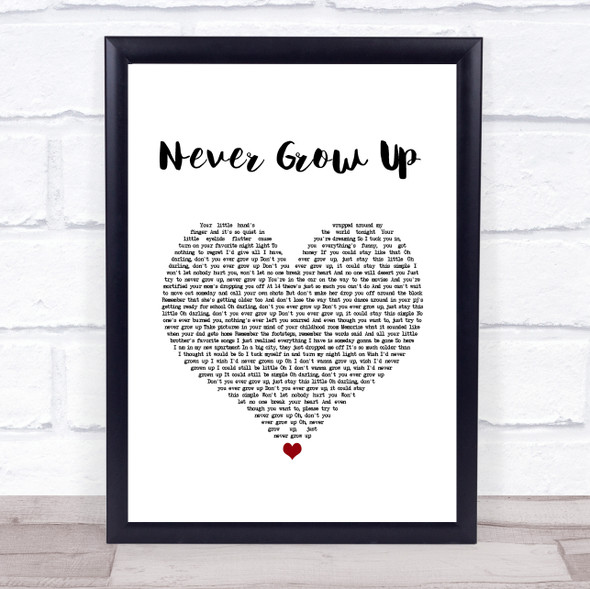 Taylor Swift Never Grow Up White Heart Song Lyric Quote Music Print
