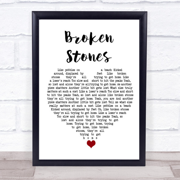 Paul Weller Broken Stones White Heart Song Lyric Quote Music Print