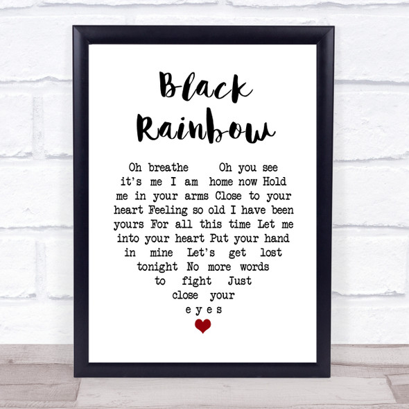 Raffertie Black Rainbow White Heart Song Lyric Quote Music Print