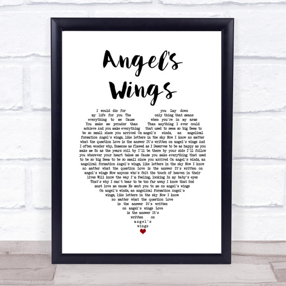 Westlife Angel's Wings White Heart Song Lyric Quote Music Print