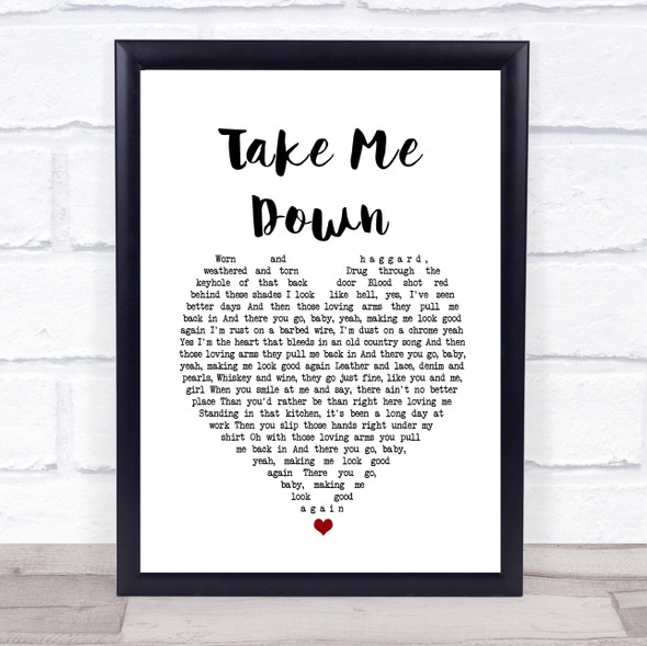 The Pretty Reckless Take Me Down White Heart Song Lyric Quote Music Print