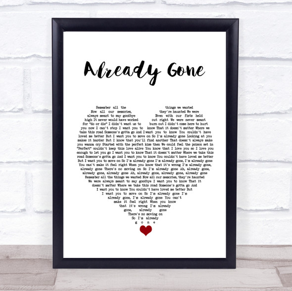 Kelly Clarkson Already Gone White Heart Song Lyric Quote Music Print