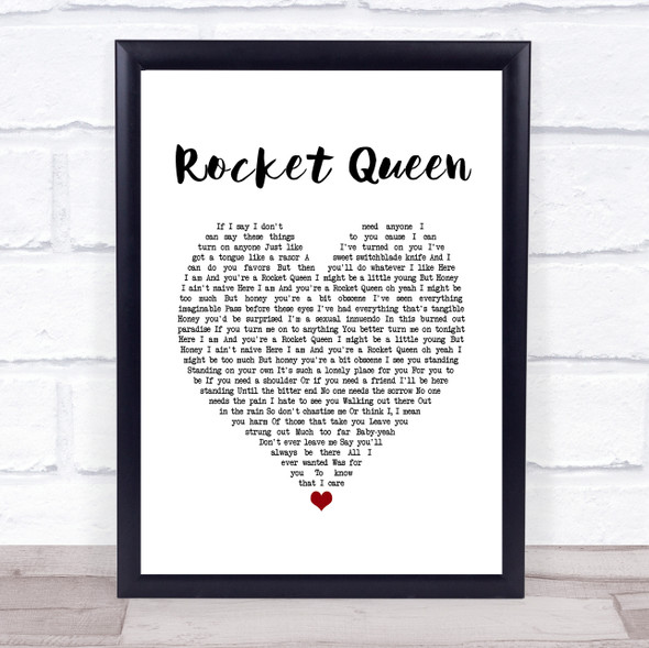 Guns N' Roses Rocket Queen White Heart Song Lyric Quote Music Print