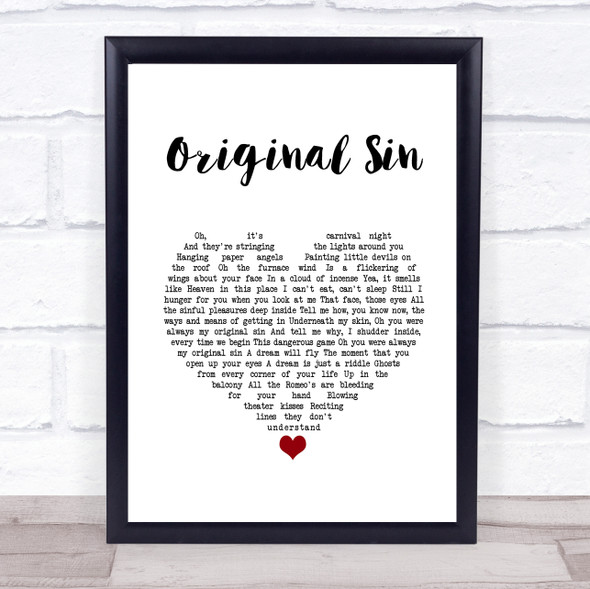 Elton John Original Sin White Heart Song Lyric Quote Music Print