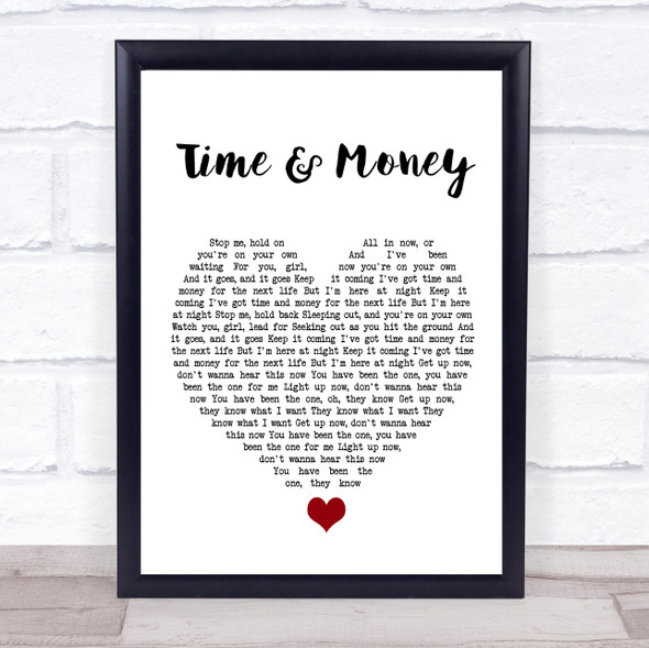DMA'S Time & Money White Heart Song Lyric Quote Music Print