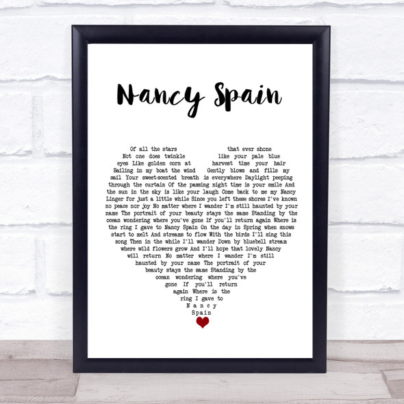 Christy Moore Nancy Spain White Heart Song Lyric Quote Music Print