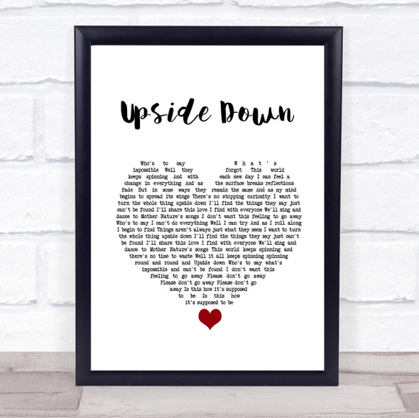 Jack Johnson Upside Down White Heart Song Lyric Quote Music Print