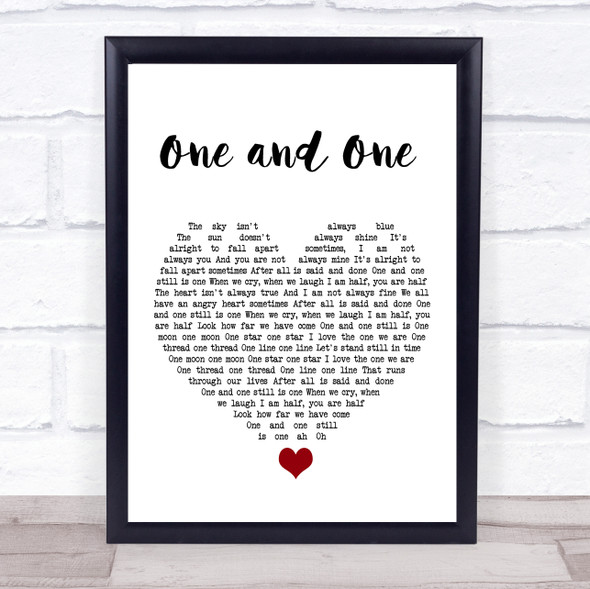 Robert Miles One and One White Heart Song Lyric Quote Music Print