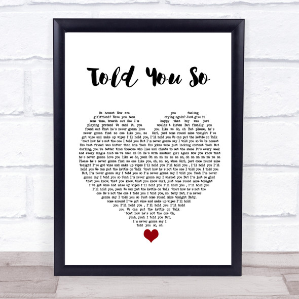 Little Mix Told You So White Heart Song Lyric Quote Music Print