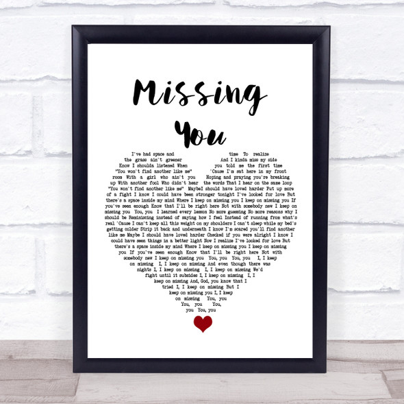 The Vamps Missing You White Heart Song Lyric Quote Music Print