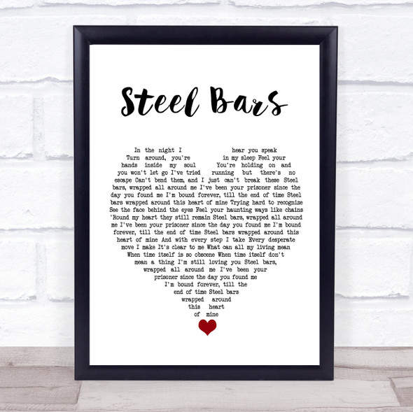 Michael Bolton Steel Bars White Heart Song Lyric Quote Music Print